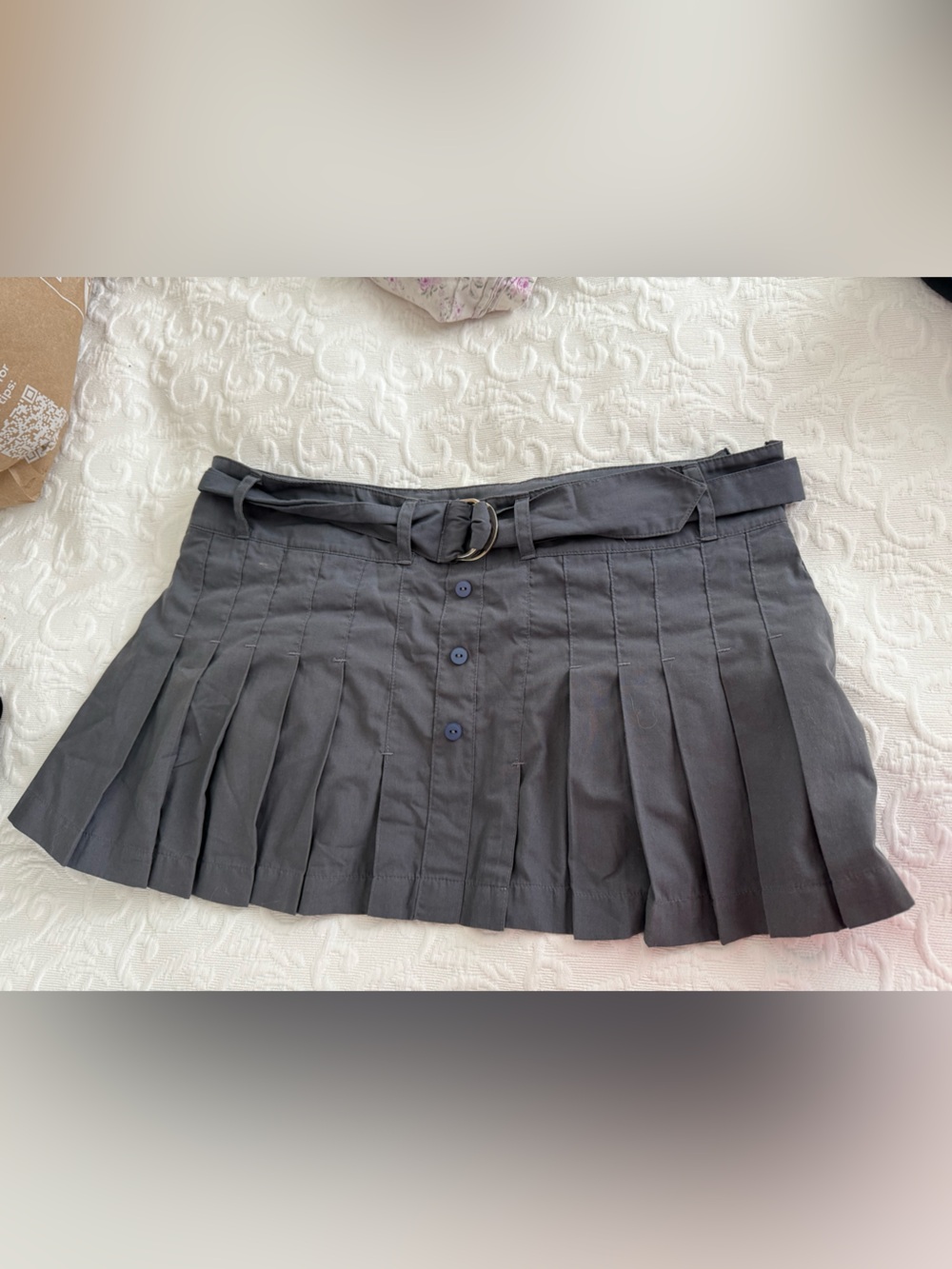 adidas Stella McCartney Charcoal Pleated Mini Skirt with Belt size M